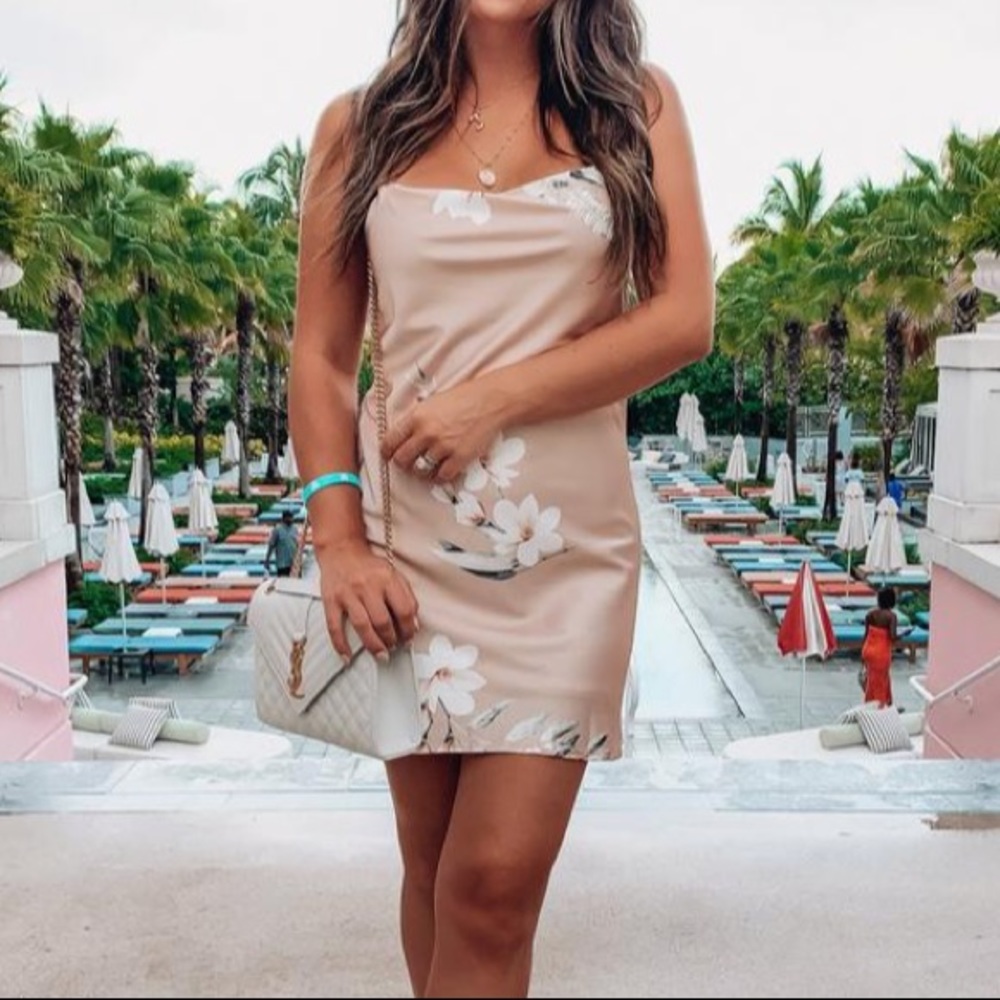 Satin floral print dress